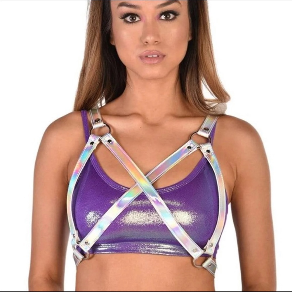 Silver holographic iheartraves harness